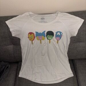 Marvel White Short Sleeve Tee with Retro Ice Cream Graphic